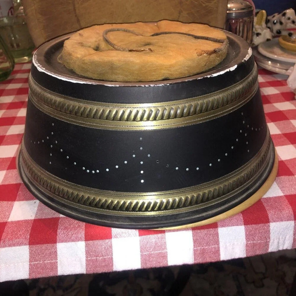 Ceiling Light Perforated Metal Round Shade Vintage Black & Gold - Picture 1 of 8